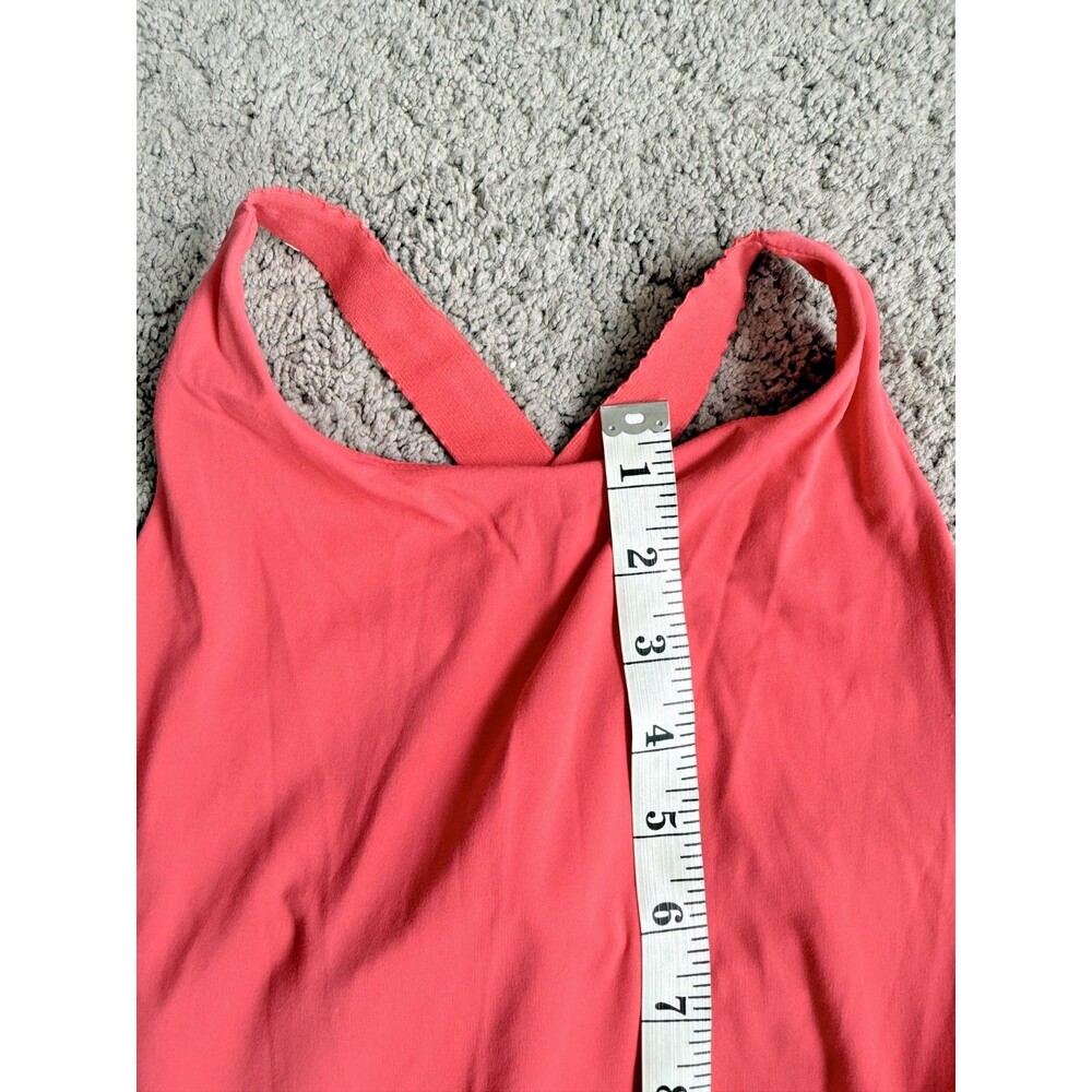 Women's Coral Red Active Jumpsuit Open Crisscross Back Flare Legs Side Slits - Picture 2 of 5